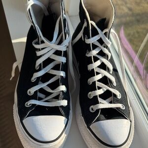 Classic Black Canvas High-Top Sneakers - platform style